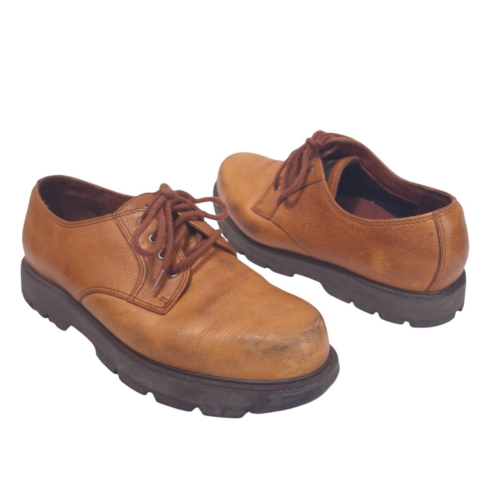Vtg Reebok SIM Men's Leather Derby Shoes‎ Sz 9 Brown Lug Sole Oxford Office Rare